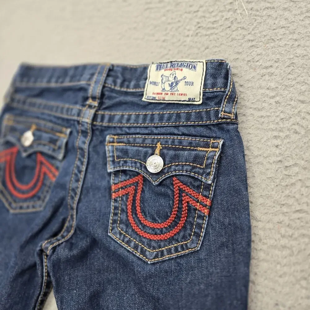 True Religion Girls Jeans Size 12 Blue Denim Bootcut Cotton USA Fabric Kids